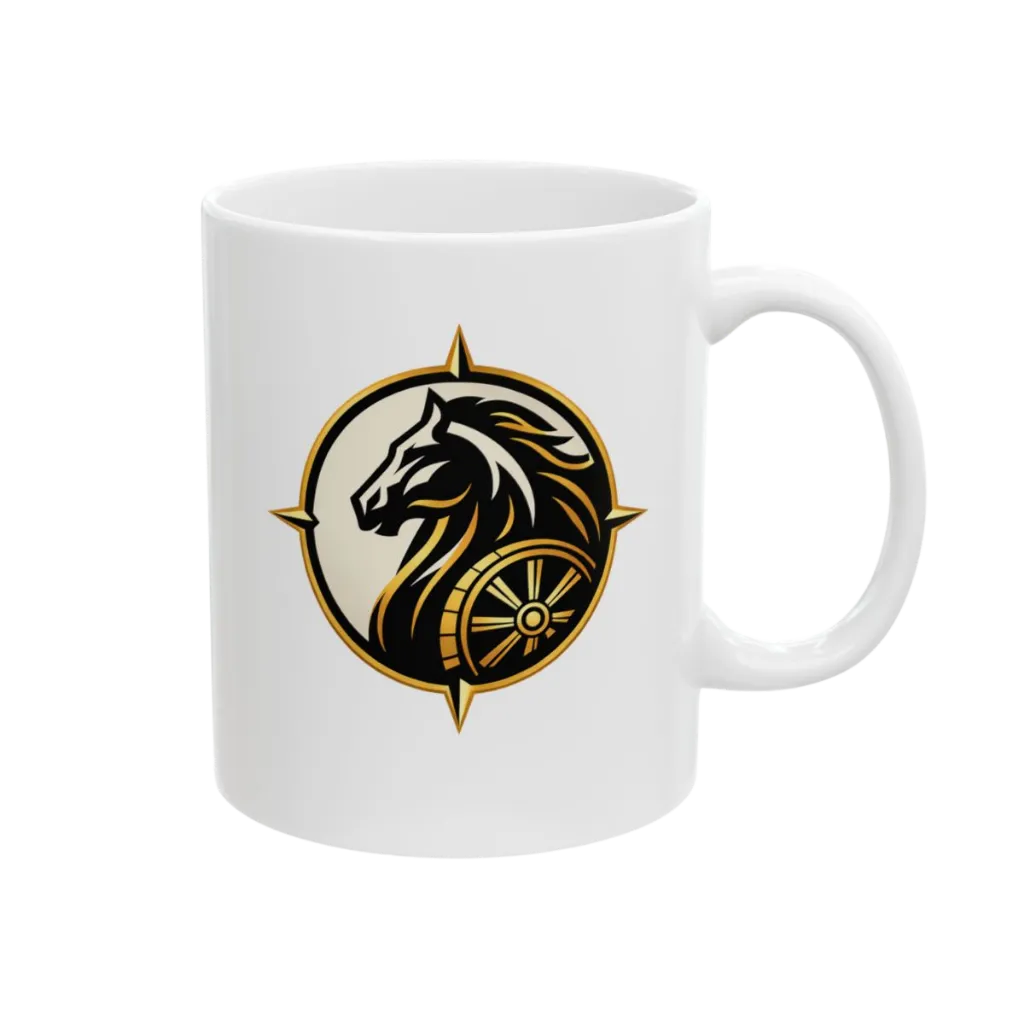 FOUR CHARIOTS Horse Emblem Mug